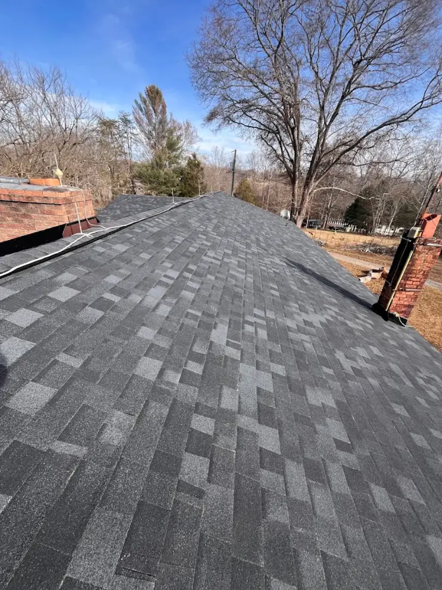 Asphalt shingle roof with new chimney flashing, Rutherford County NC